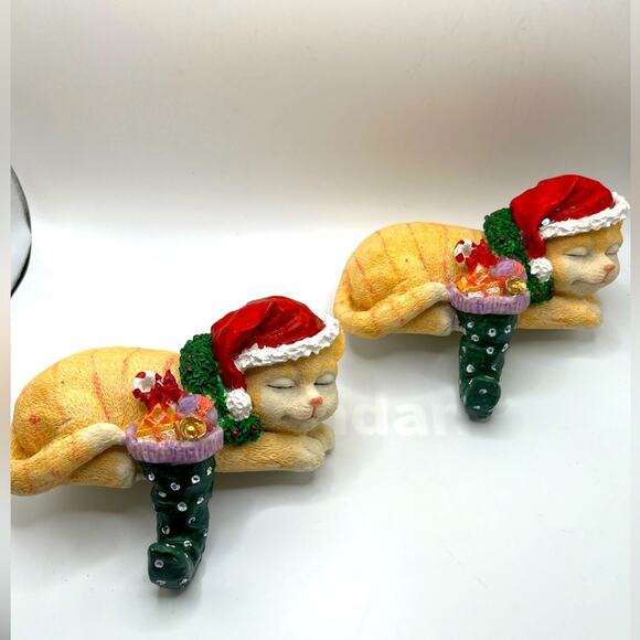 Cat Christmas stocking hangers, set of 2 - Picture 1 of 7